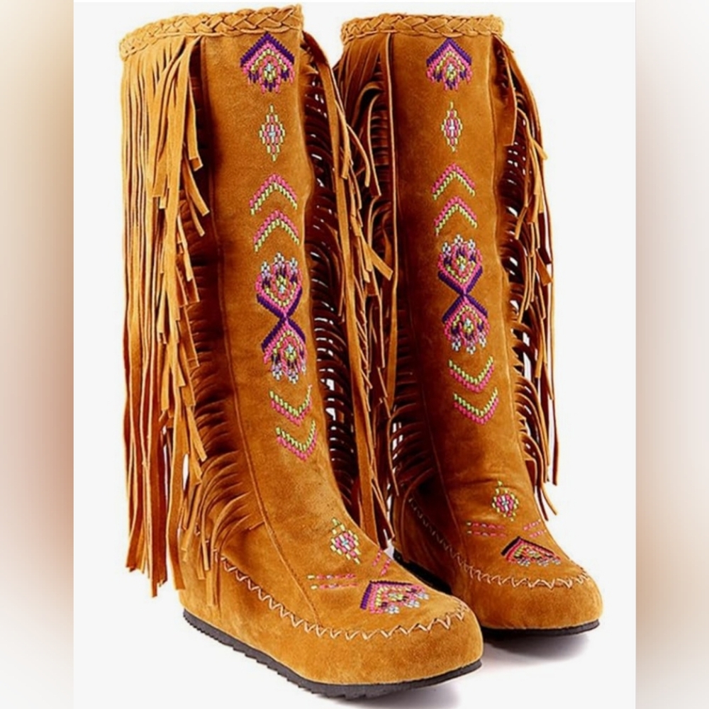 Fringed Faux Suede Boots.